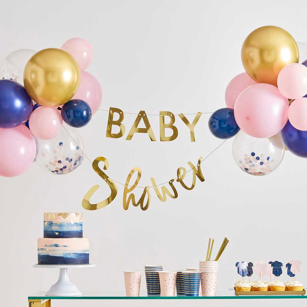 Gingerray Złota girlanda i dekoracja balonowa na baby shower