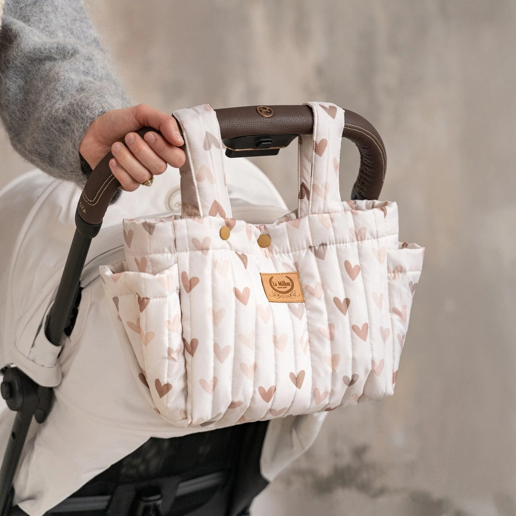 La Millou Organizer do wózka ortalion pikowany Heartbeat Beige