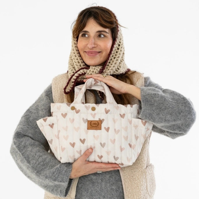 La Millou Organizer do wózka ortalion pikowany Heartbeat Beige