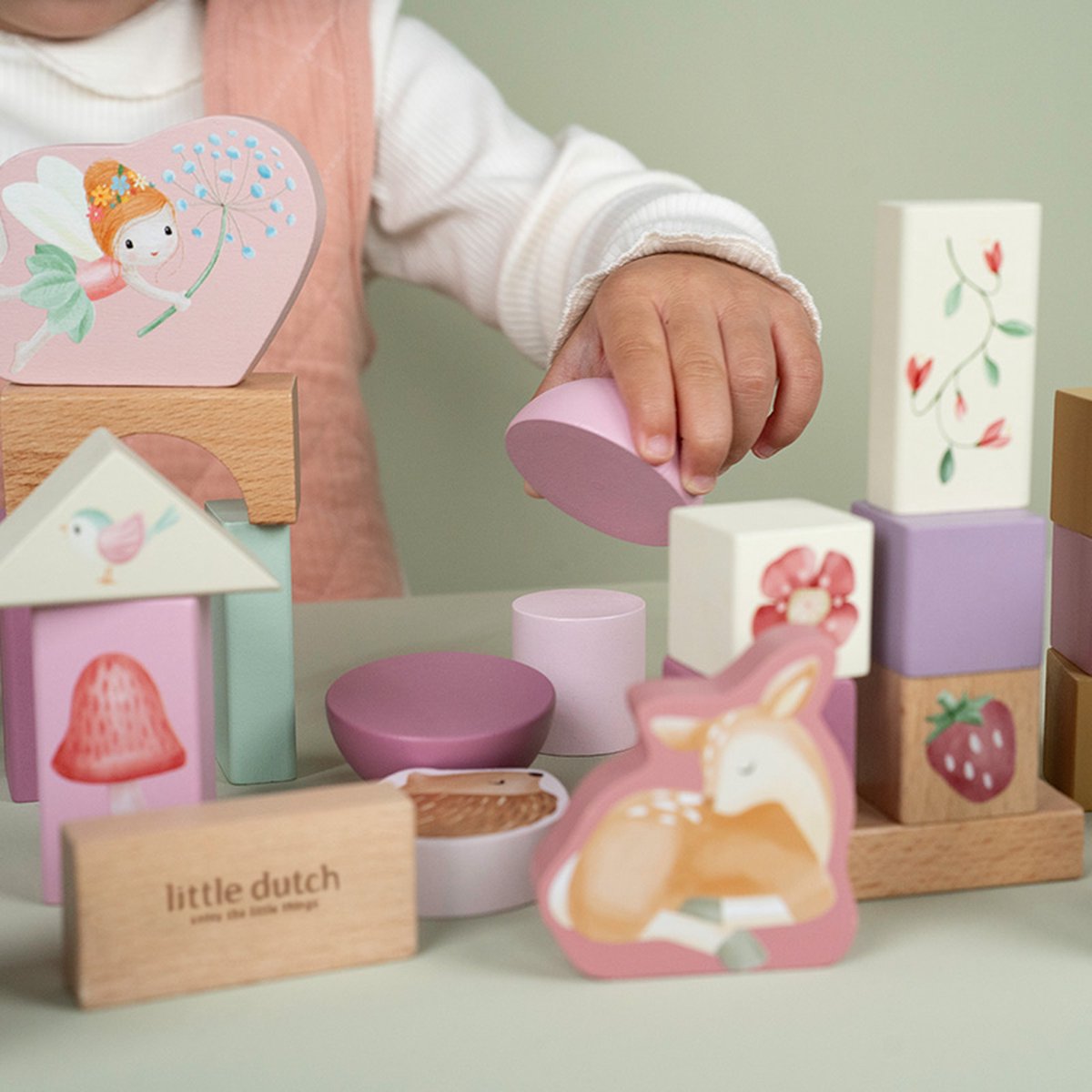 Little Dutch Klocki dla dzieci Fairy Garden FSC różowy