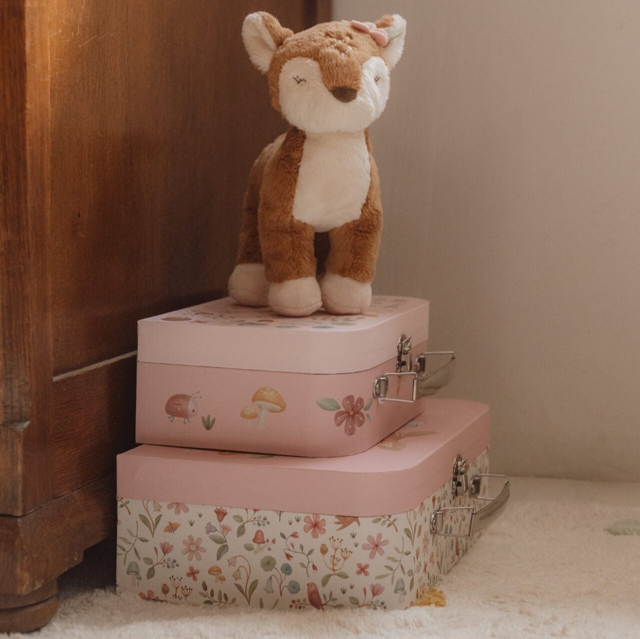 SKAZA Little Dutch Pudełka na zabawki zestaw 2 walizeczek Fairy Garden różowy FSC
