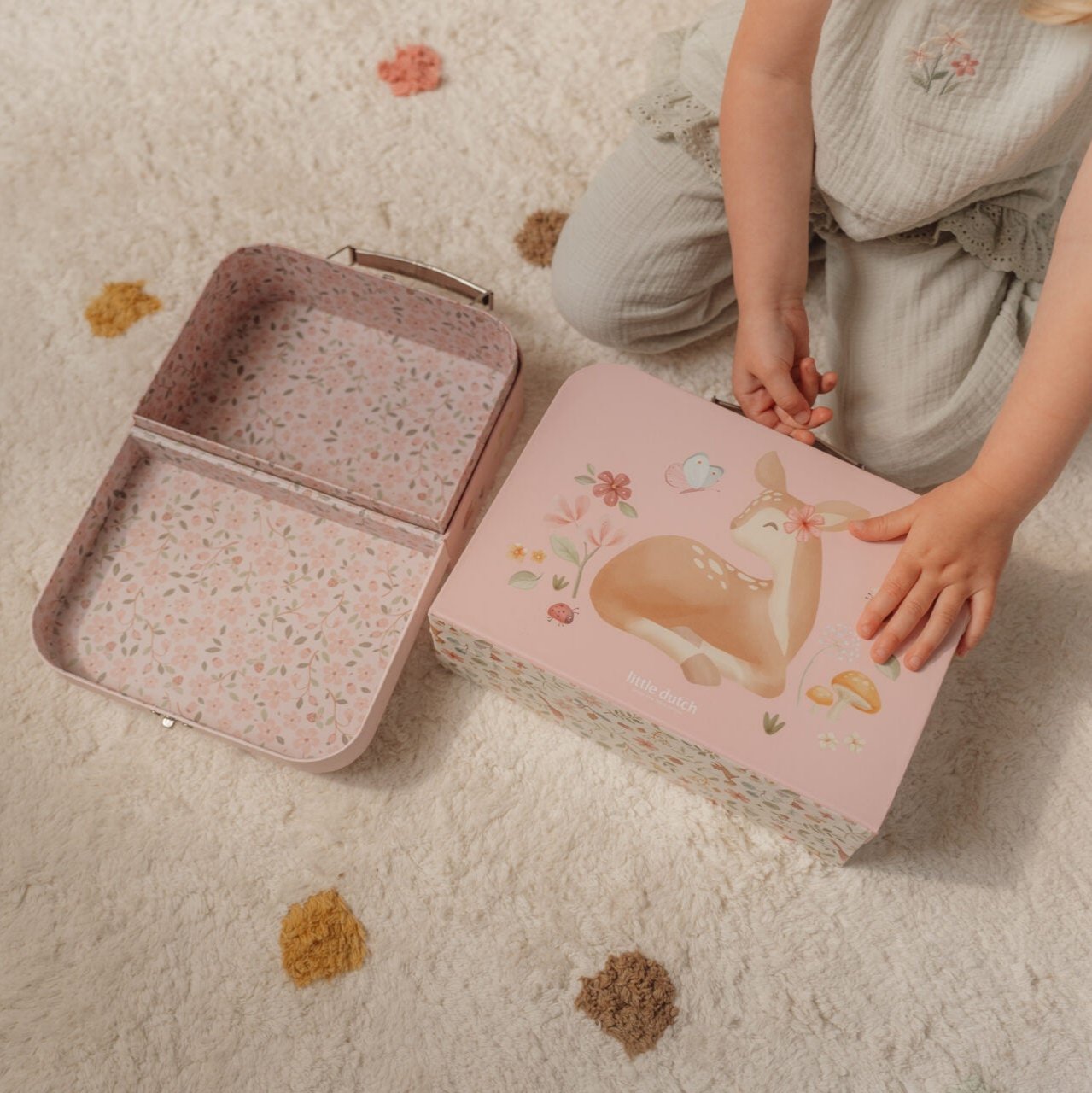 SKAZA Little Dutch Pudełka na zabawki zestaw 2 walizeczek Fairy Garden różowy FSC