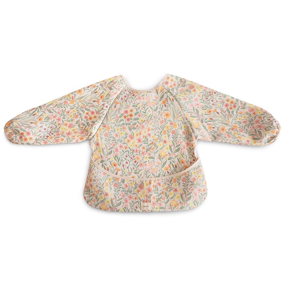 Mushie Mushie Śliniak z rękawami długimi wodoodporny Pastel Blooms
