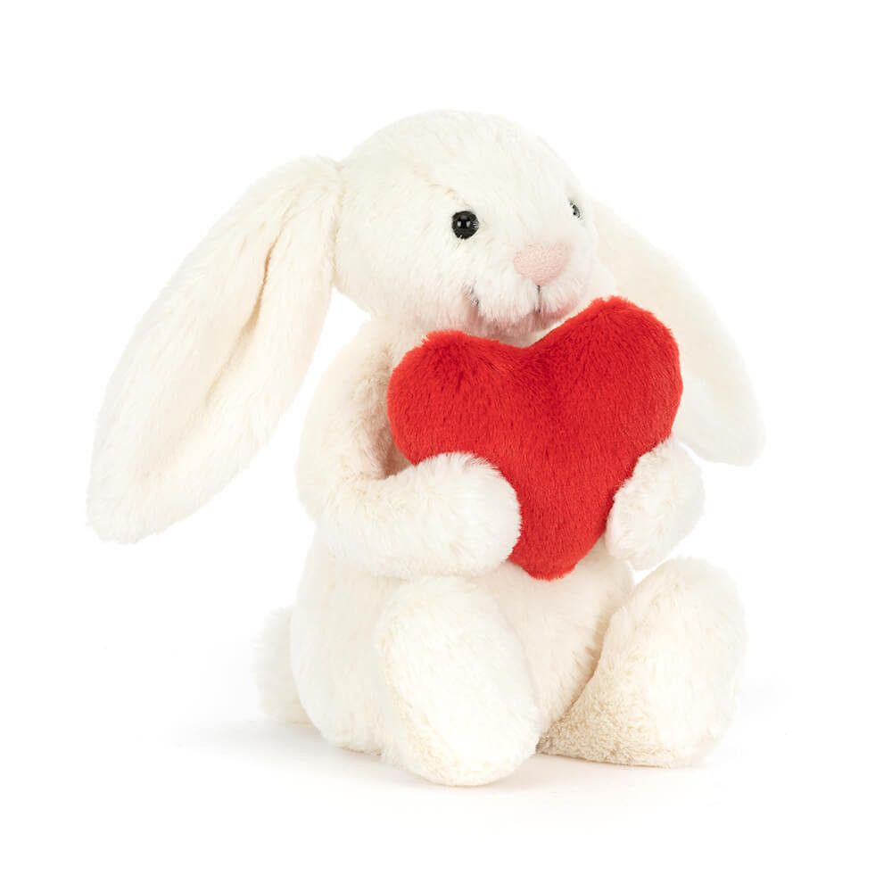 Jellycat Króliczek Kremowy z Czerwonym Sercem 18cm