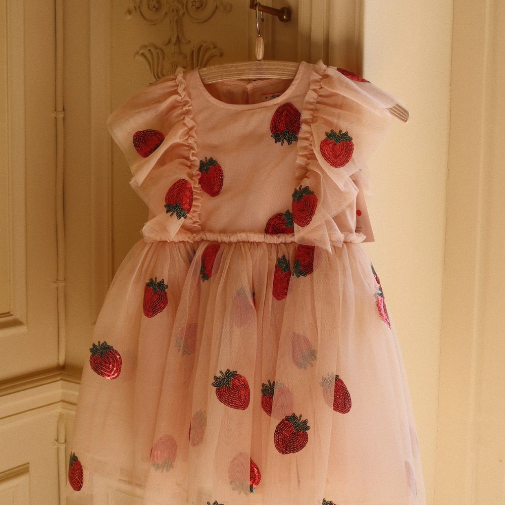 Konges Slojd Sukienka dla dziewczynki Yvonne Frill Dress Strawberry