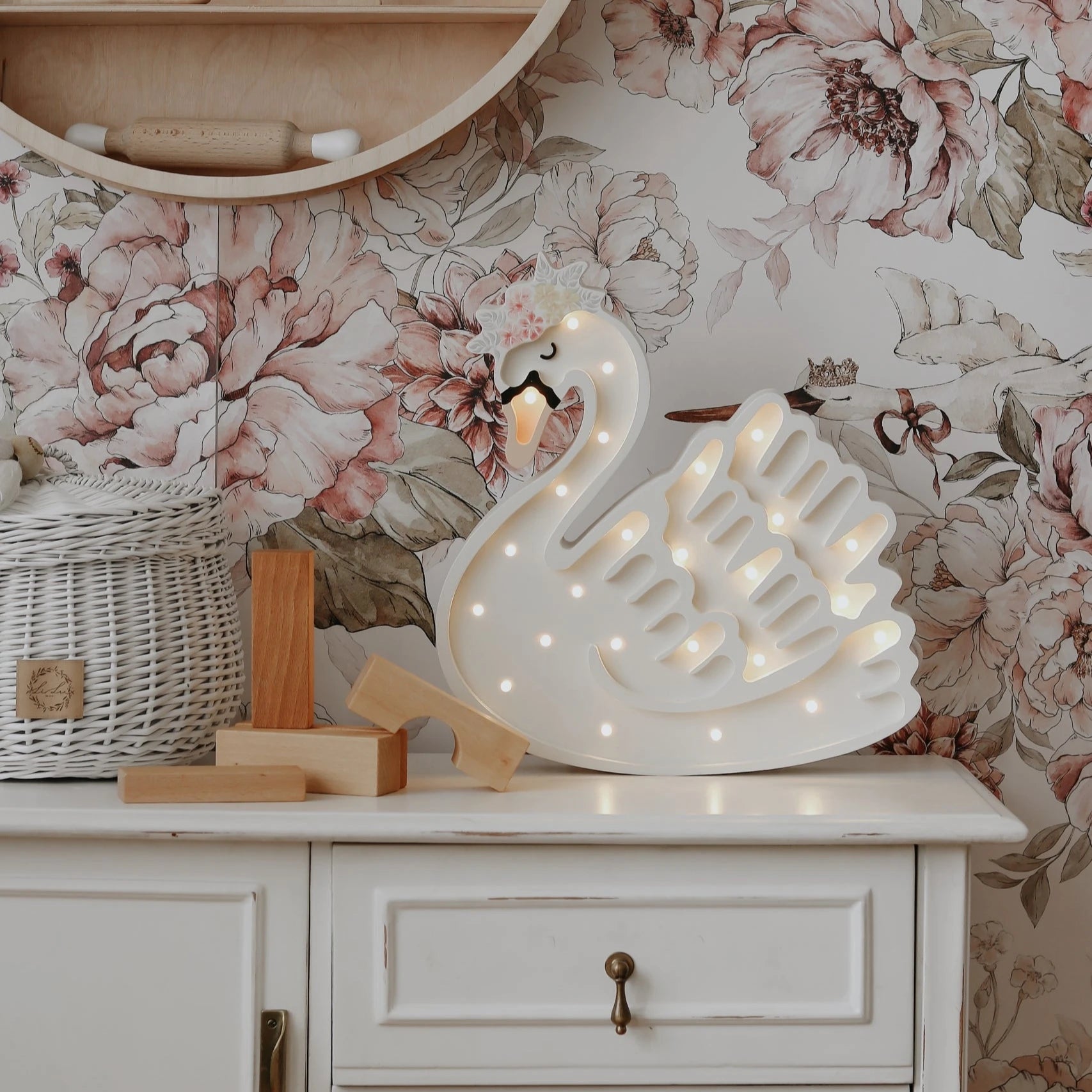 Little Lights Lampka dla dzieci Swan Lake Flower white