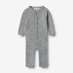 Wheat Kombinezon niemowlęcy z wełny merino Dusty Melange Grey