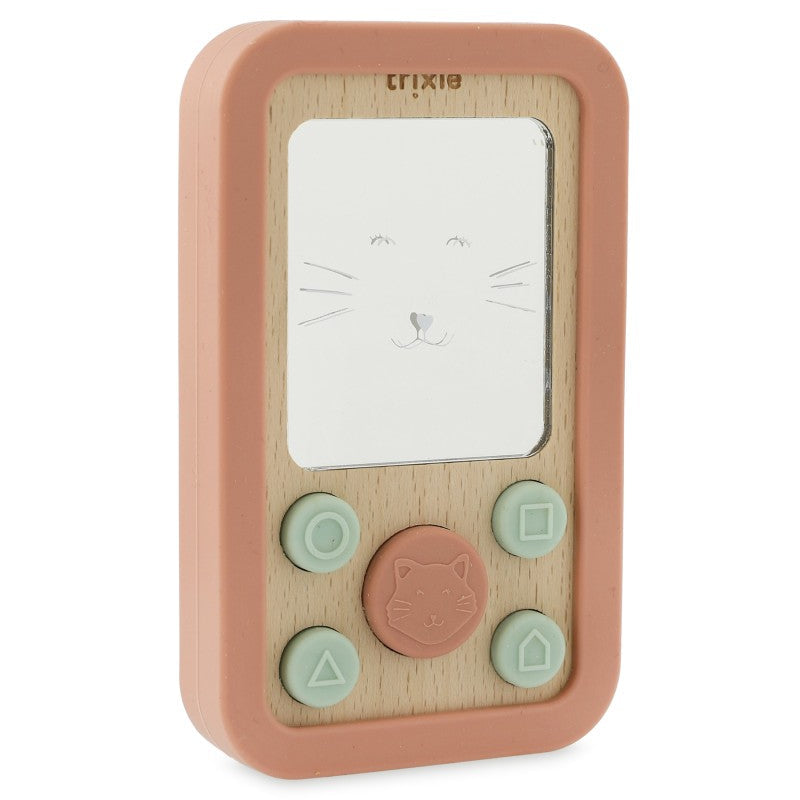 Trixie Drewniany silikonowy telefon dla niemowląt Kot