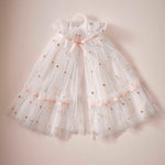 Gingerray Peleryna dla dziewczynki biała w delikatne stokrotki