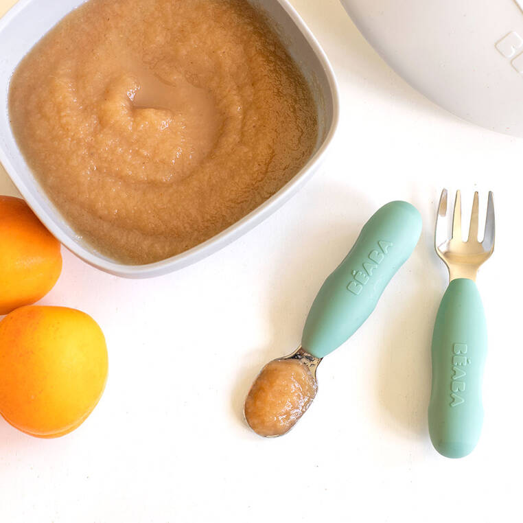 Beaba Sztućce dla dzieci ze stali nierdzewnej Sage green