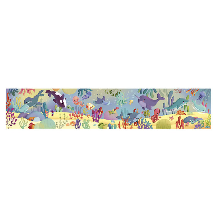 Janod Puzzle panoramiczne w walizce Morskie stworzenia 36 elementów