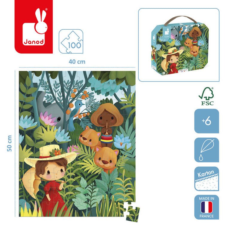 Janod Puzzle w walizce Obraz inspirowany twórczością Rousseau 100 elementów