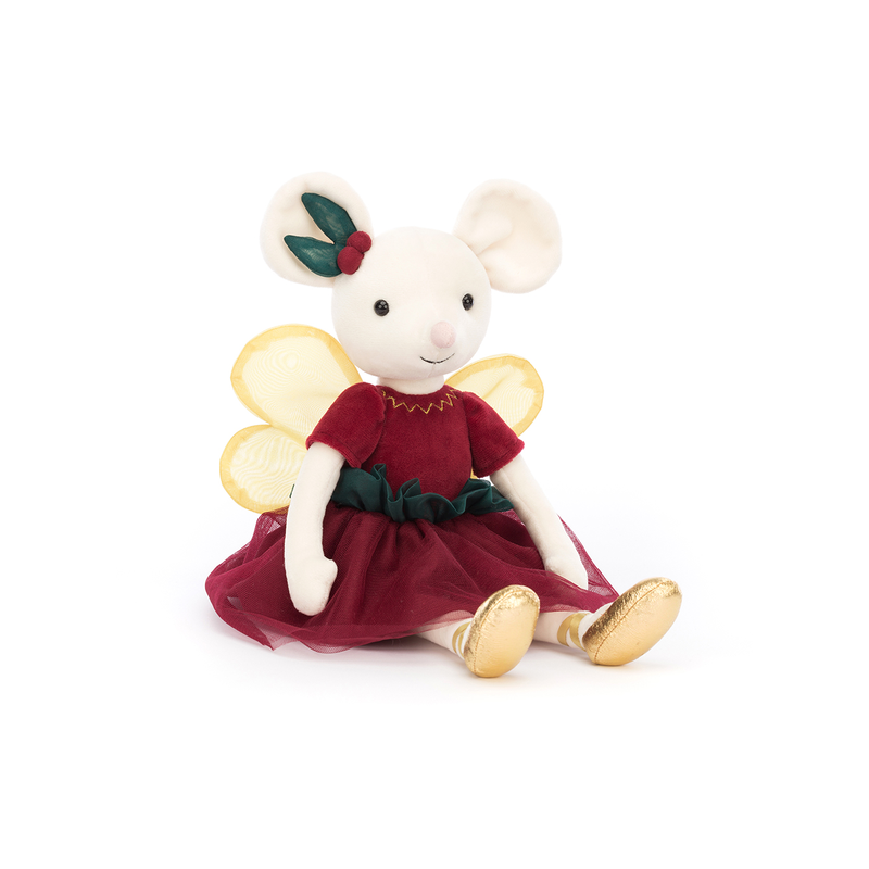 Jellycat Wesoła Maskotka Mysz w Sukience Bordowej 34 cm