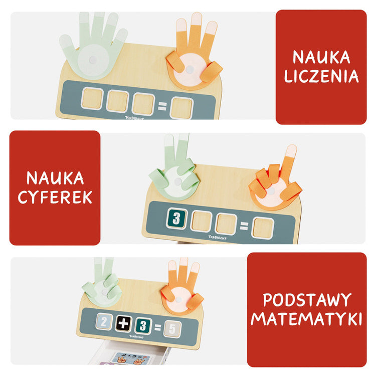 Topbright Drewniana zabawka edukacyjna Nauka liczenia na palcach