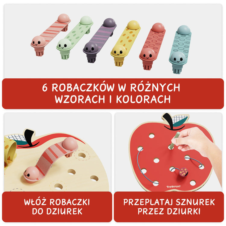 Topbright Gra logiczna dla dzieci Robaczki w jabłuszku Drewniana zabawka edukacyjna