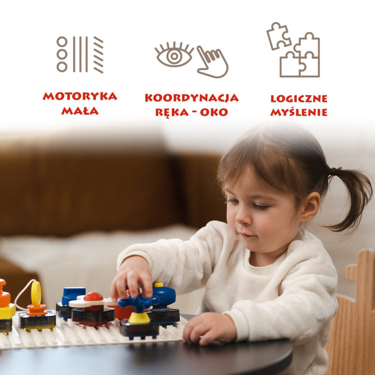 Topbright Tablica manipulacyjna z kostką i doczepianymi elementami