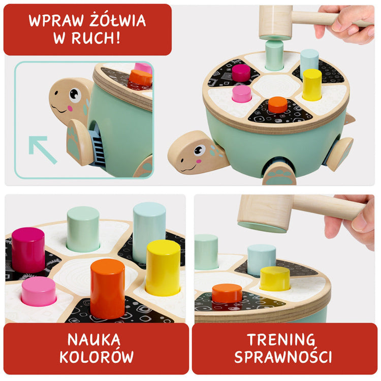 Topbright Drewniany sorter z młotkiem wbijanka Żółw