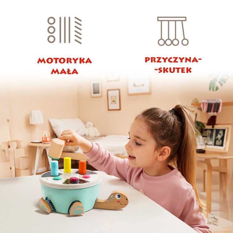 Topbright Drewniany sorter z młotkiem wbijanka Żółw