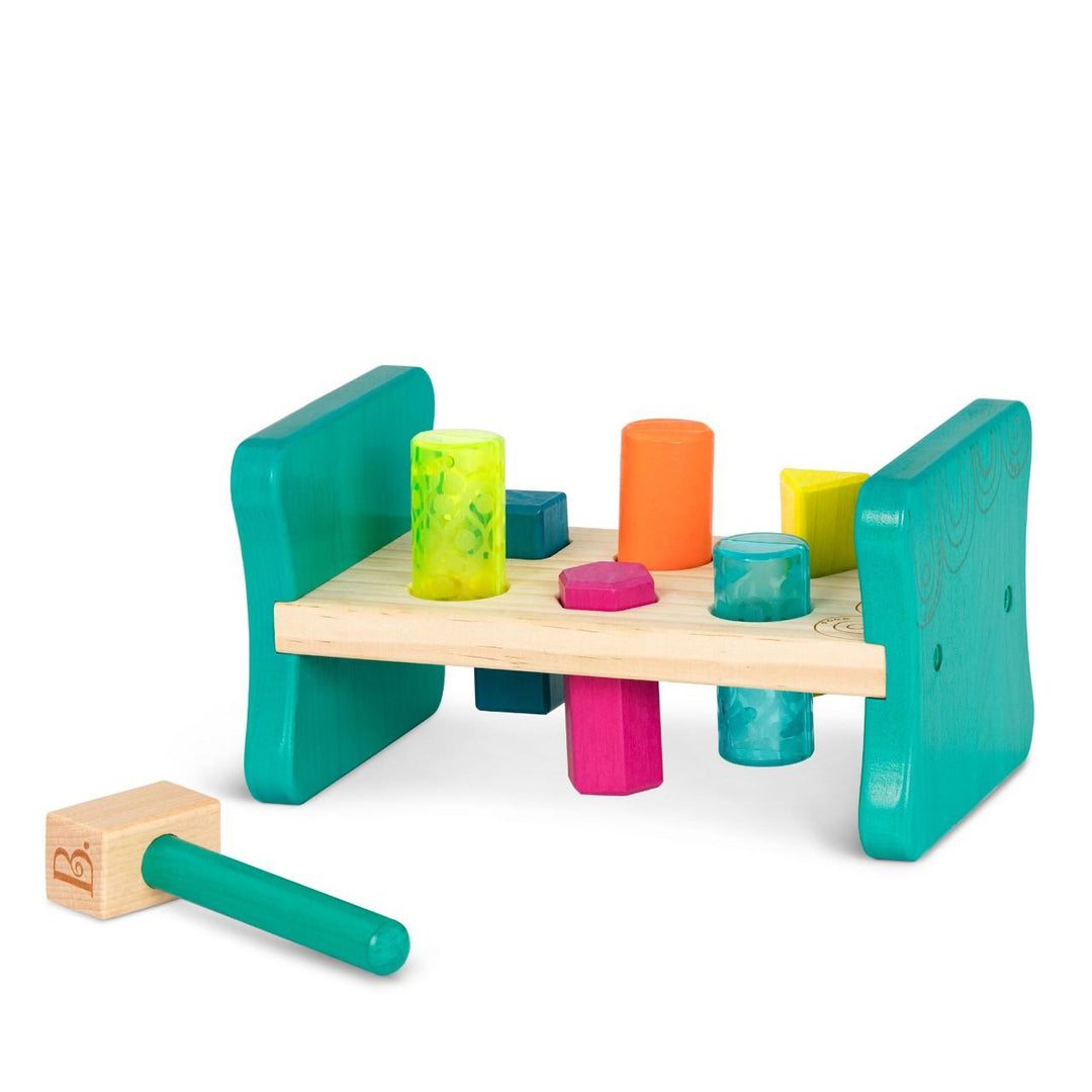 B.Toys Drewniany sorter z młotkiem wbijanka Colorful Pound & Play