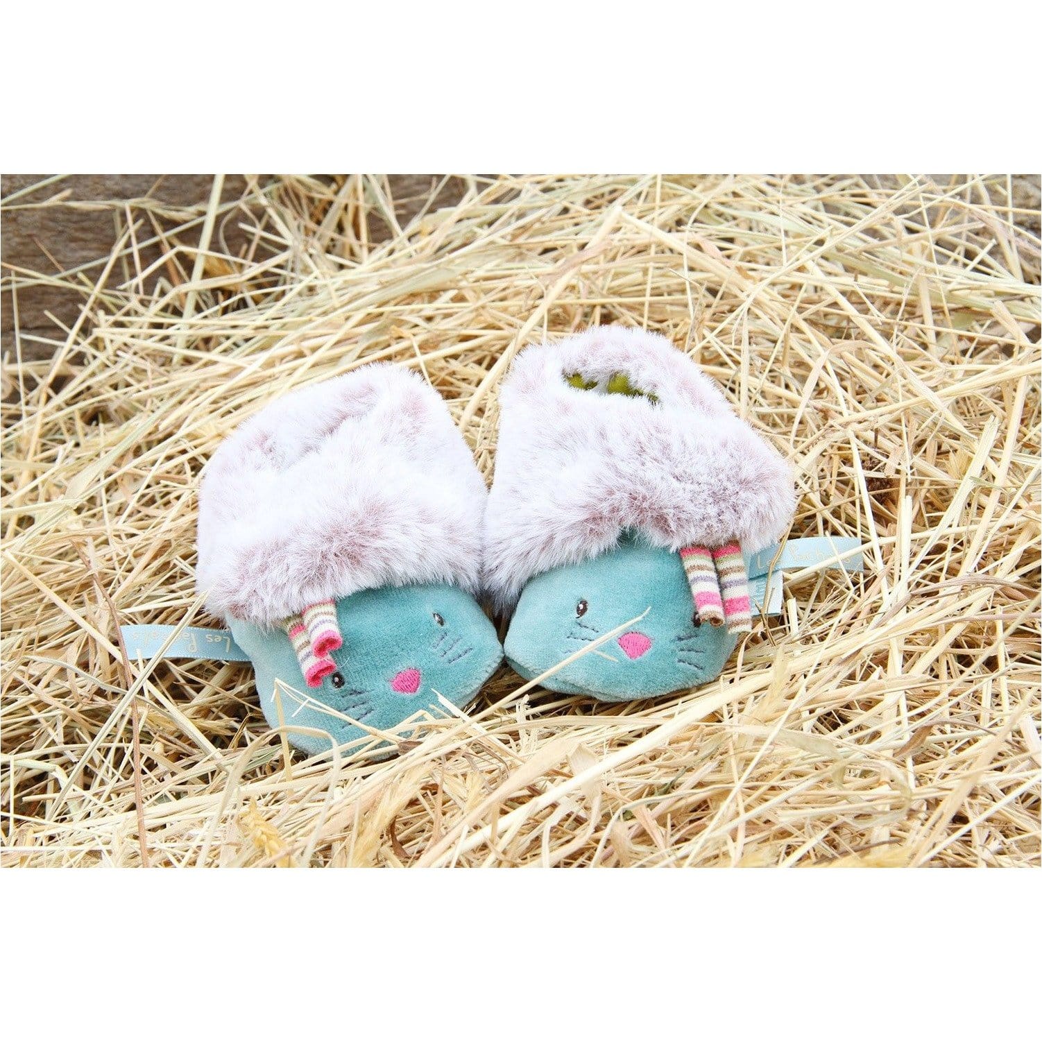 Moulin Roty Papcie niebieski kotek