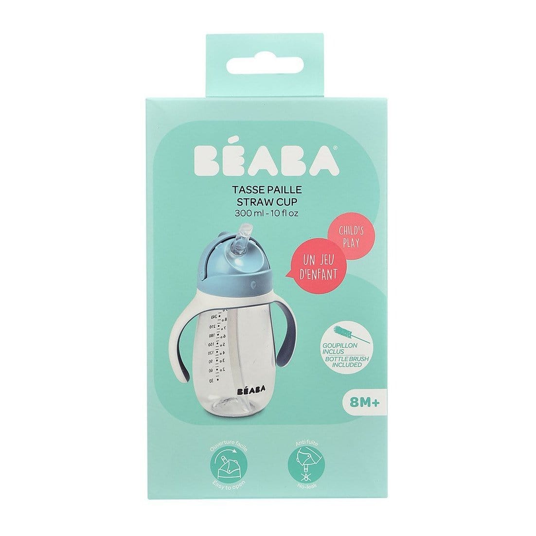 Beaba Butelka Kubek niekapek tritanowa ze słomką 300 ml windy blue