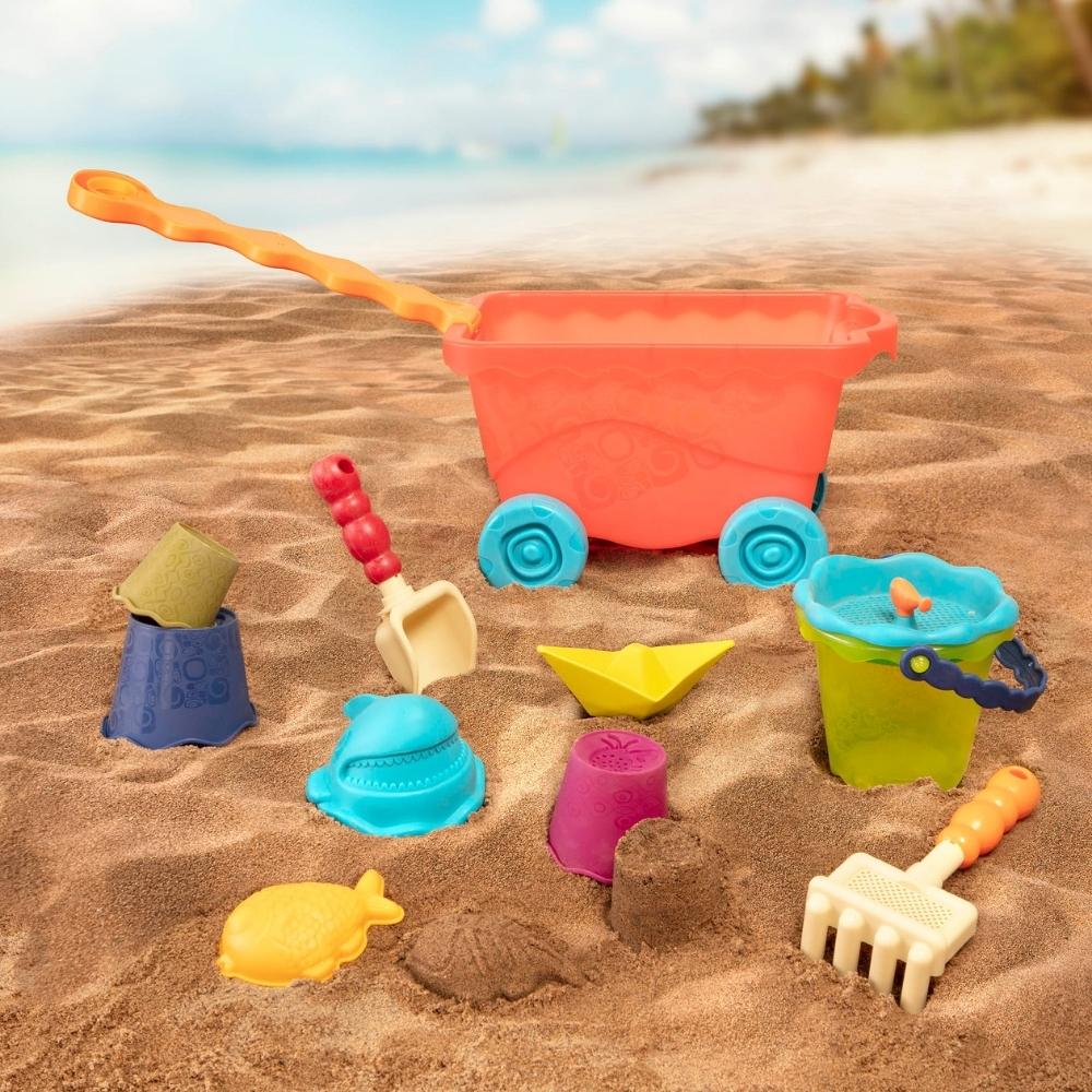 B.Toys Wózek-wagon z akcesoriami plażowymi czerwony transparentny
