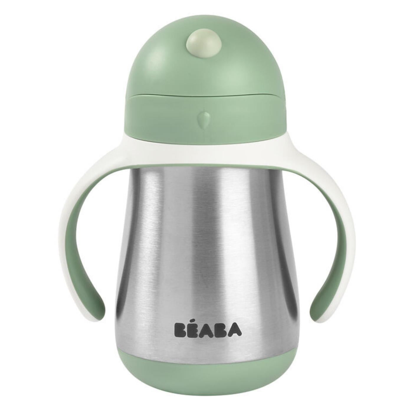 Beaba Butelka kubek niekapek stalowa ze słomką 250 ml Sage
