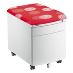 Mayer Kontenerek mobilny zamykany pufa szafka Profi do biurka biały tapicerowany czerwony-kółka