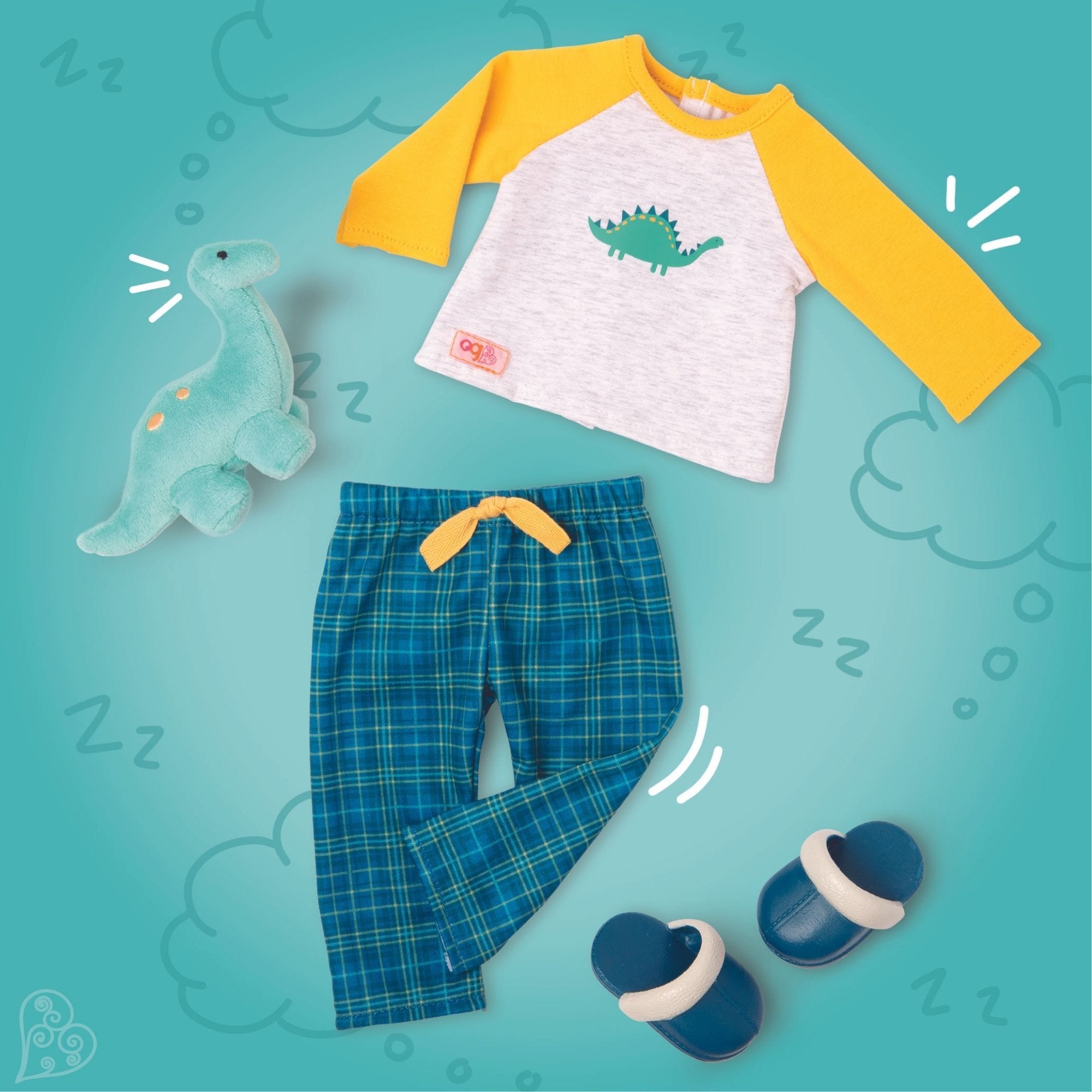 Our Generation Ubranka dla lalki chłopca 46 cm pidżamka Dino Snores - 4kidspoint.pl