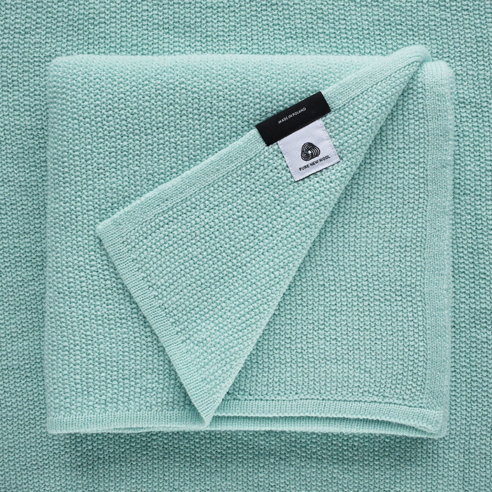 LullaLove Otulacz/Kocyk z wełny merino miętowy, mint cream