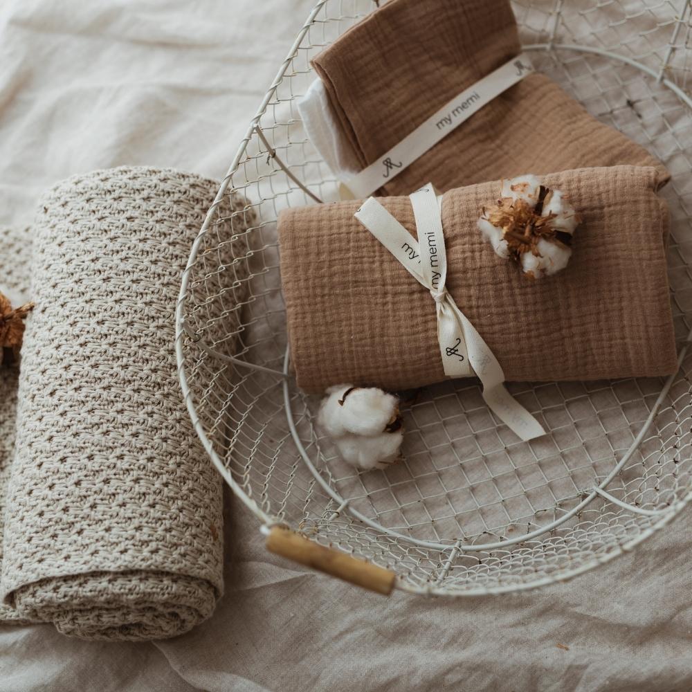 Memi Bambusowy kocyk light grey chain 80x100 cm