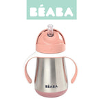 Beaba Butelka kubek niekapek stalowa ze słomką 250 ml old pink