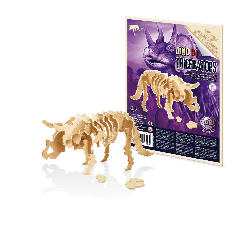 Buki Drewniany model do składania dinozaura Triceratops