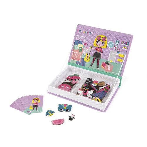 Janod Magnetyczna układanka Magnetibook ubieranki dziewczynka - 4kidspoint.pl