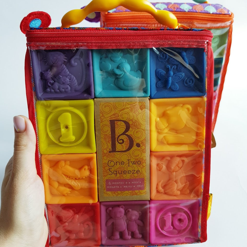 B.Toys Miękkie klocki edukacyjne mały zestaw 10 klocków - 4kidspoint.pl