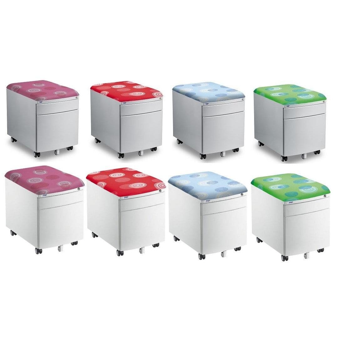 Mayer Kontenerek mobilny zamykany pufa szafka Profi do biurka srebrny tapicerowany zielony-kółka