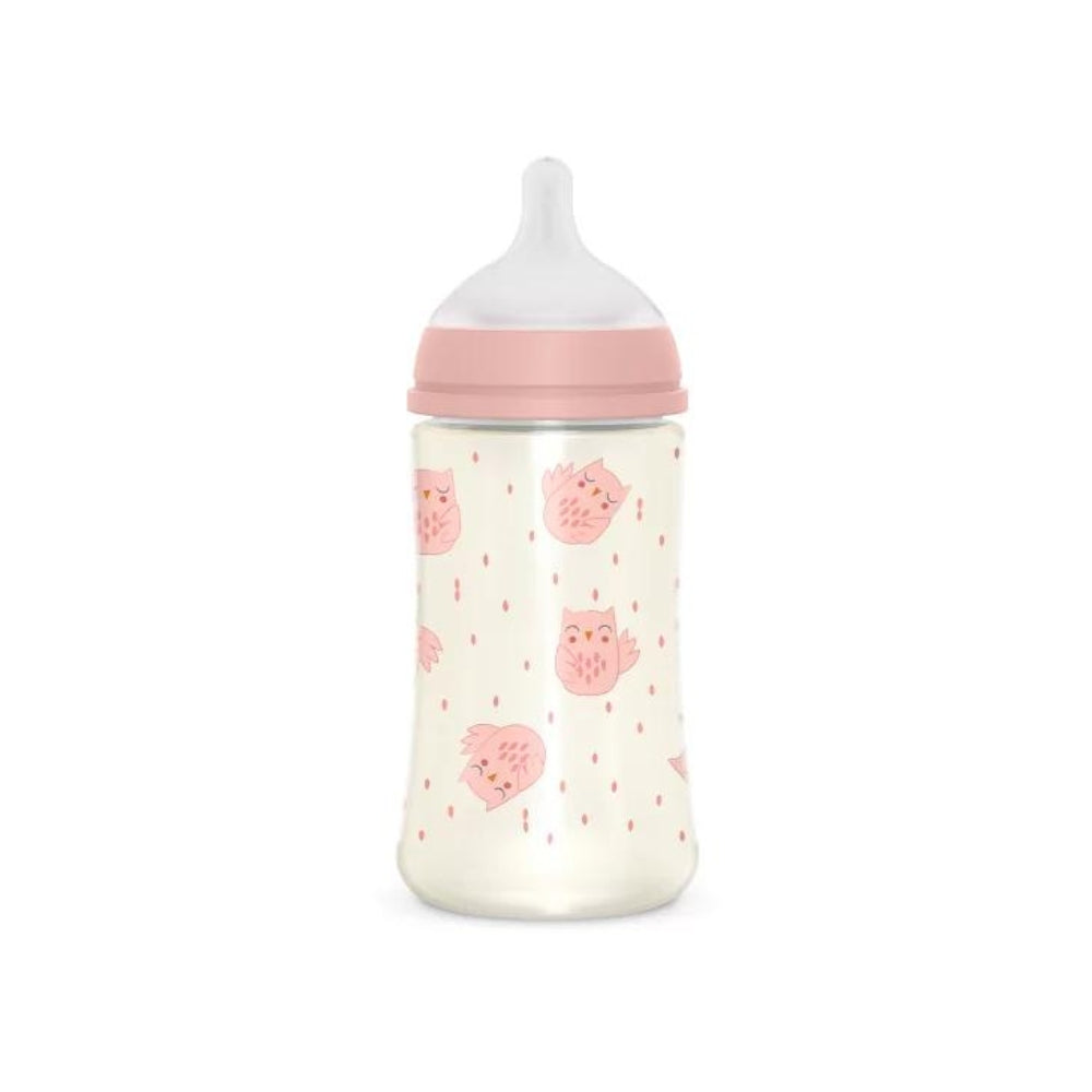 Suavinex Butelka SX PRO Średni Przepływ Bonhomia 270 ml Sowa Różowa