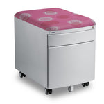 Mayer Kontenerek mobilny zamykany pufa szafka Profi do biurka srebrny tapicerowany różowy-kółka