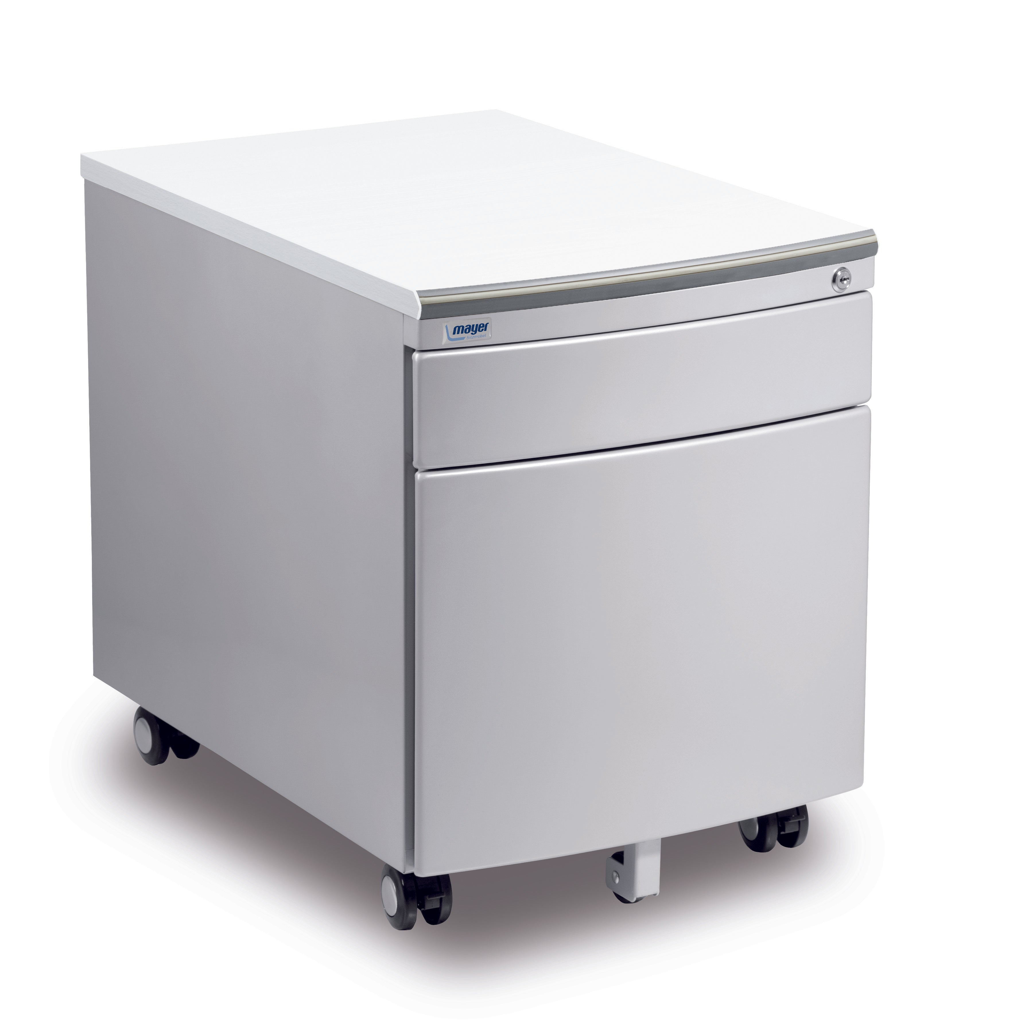 Mayer Kontenerek mobilny zamykany pufa szafka Profi do biurka srebrny bez tapicerki biały