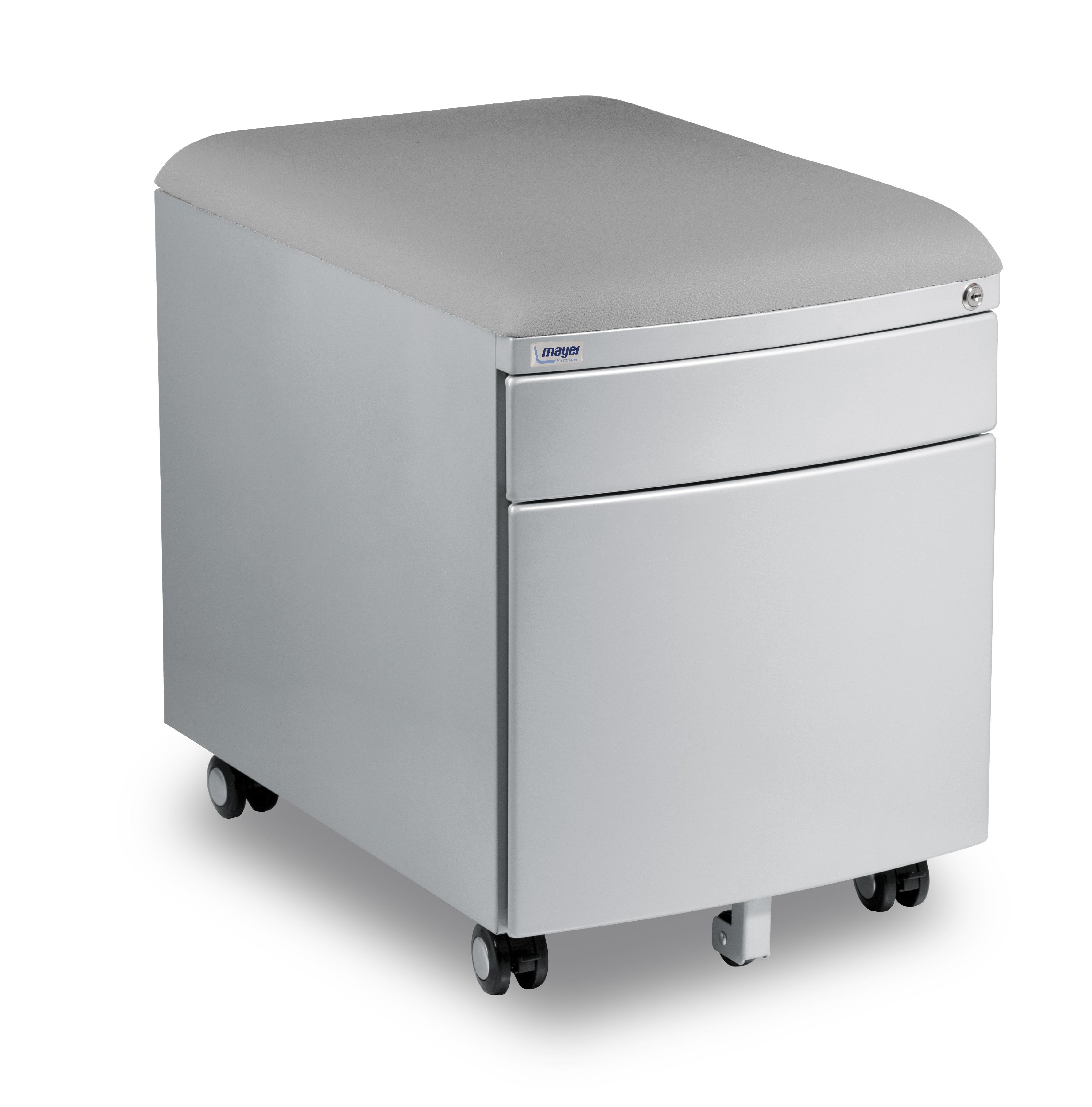 Mayer Kontenerek mobilny zamykany pufa szafka Profi do biurka srebrny tapicerowany szary