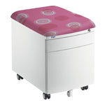 Mayer Kontenerek mobilny zamykany pufa szafka Profi do biurka biały tapicerowany różowy-kółka