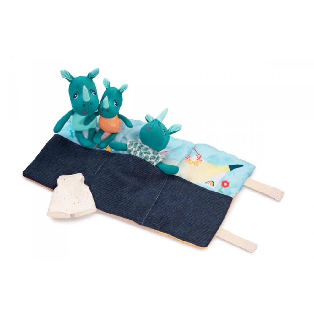 Lilliputiens Przytulanki rodzina nosorożców z rozkładaną matą Nosorożec Marius