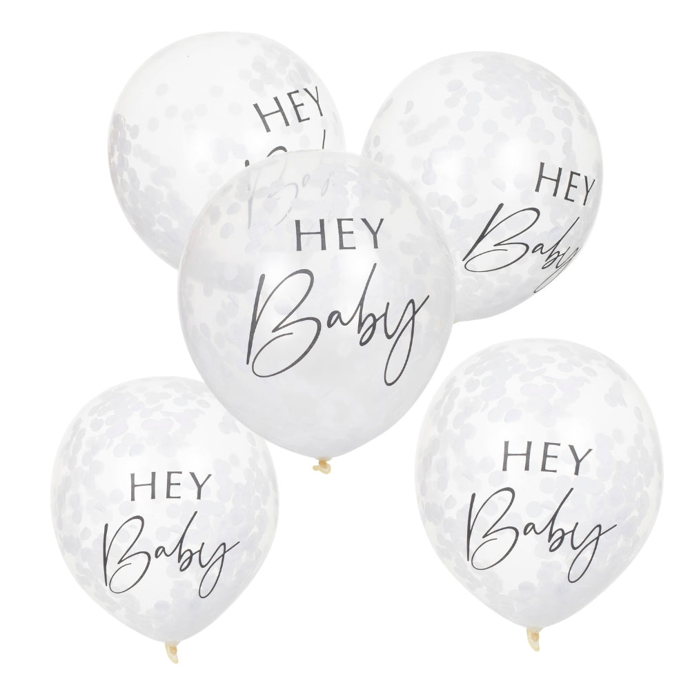 Gingerray balony foliowe Hey Baby Shower Confetti Balloons