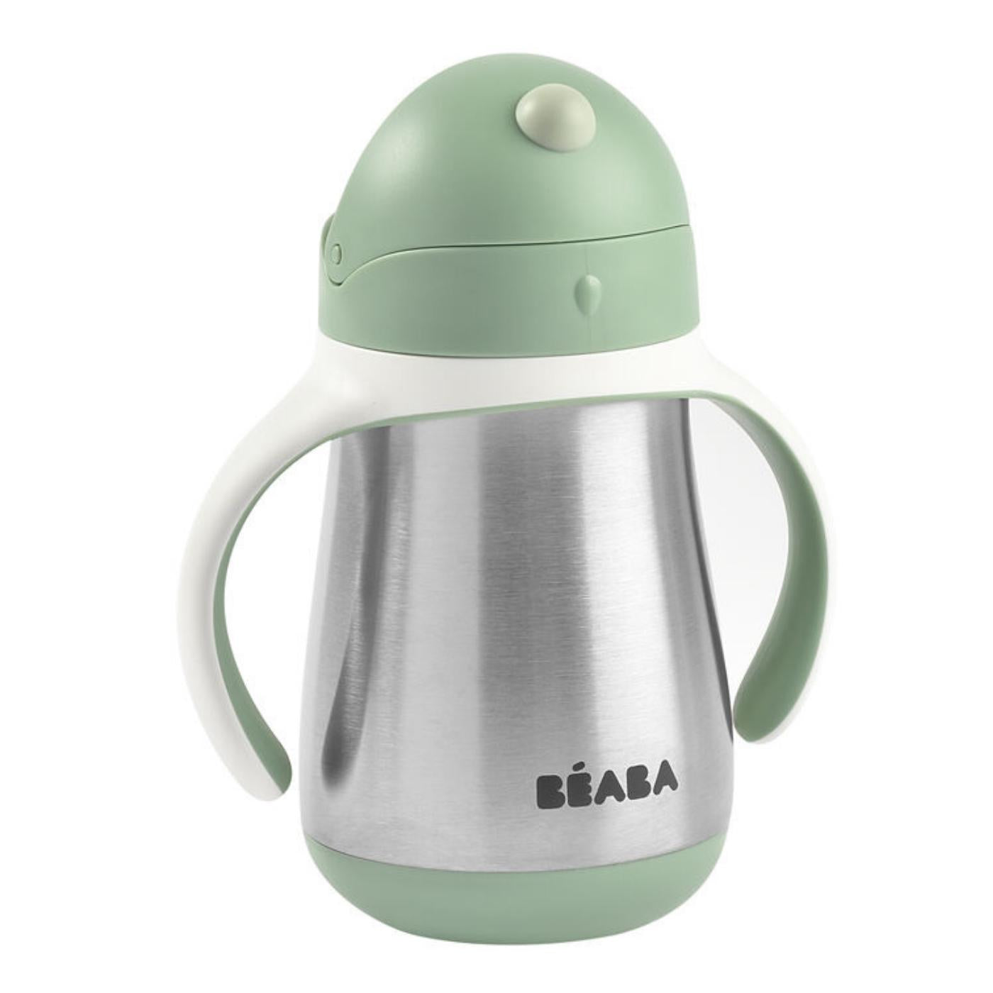 Beaba Butelka kubek niekapek stalowa ze słomką 250 ml Sage