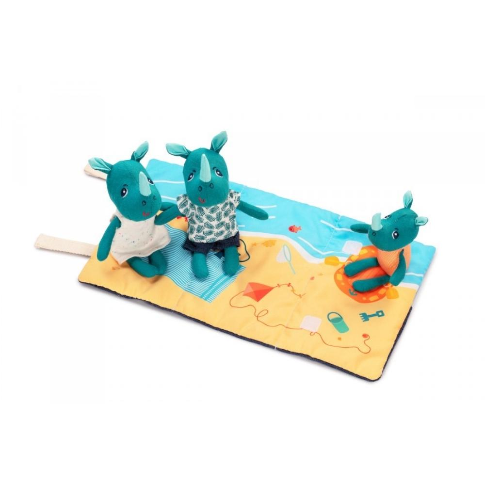 Lilliputiens Przytulanki rodzina nosorożców z rozkładaną matą Nosorożec Marius