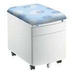 Mayer Kontenerek mobilny zamykany pufa szafka Profi do biurka biały tapicerowany niebieski-kółka