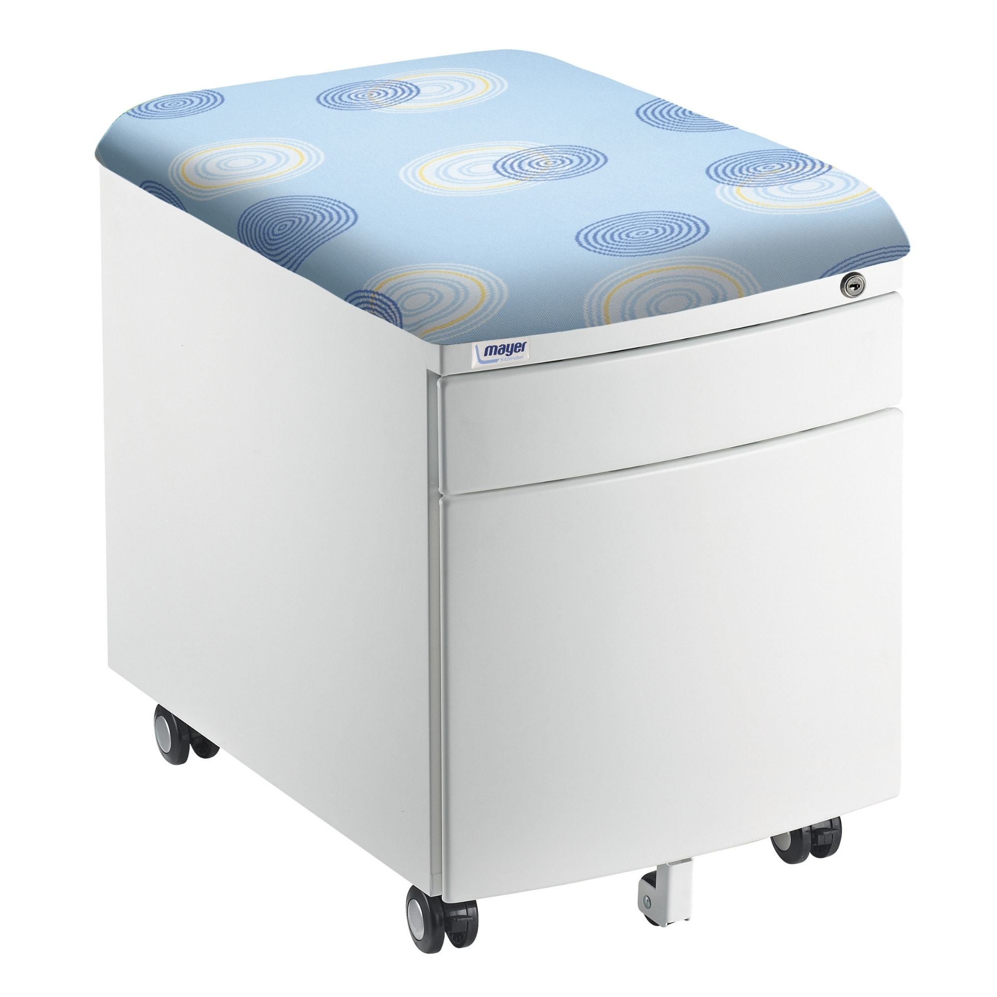 Mayer Kontenerek mobilny zamykany pufa szafka Profi do biurka biały tapicerowany niebieski-kółka