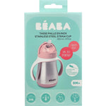 Beaba Butelka kubek niekapek stalowa ze słomką 250 ml old pink