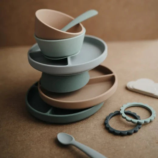 Mushie Talerzyk Silikonowy z Przyssawką Powder Blue
