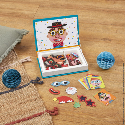 Janod Magnetyczna układanka Magnetibook śmieszne buzie chłopczyk - 4kidspoint.pl